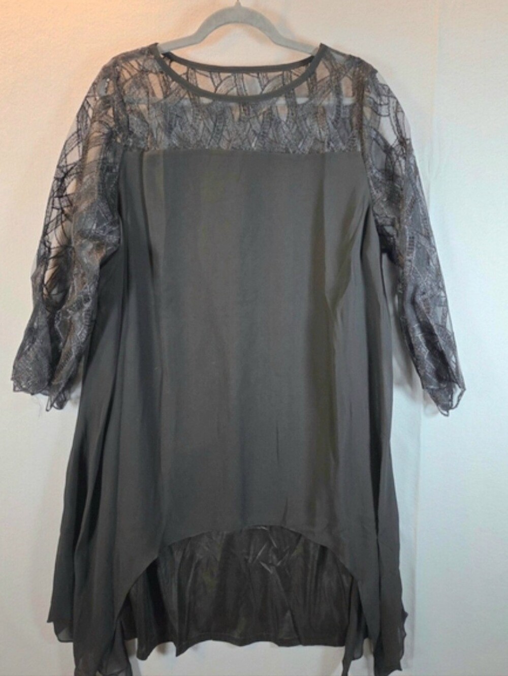 Womens Black Lace Sleeve Dress Size 4XL NEW Hi-Lo